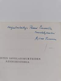 Itäisten savolaismurteiden äännehistoria (signeerattu, tekijän omiste)