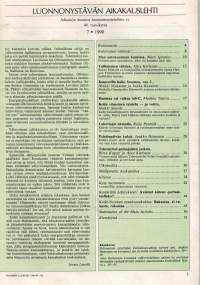 Suomen luonto, 7/ 1990. Luonnon tuhoutumisesta, kanootti retki tietoja Kolin selviämisestä, lahottajista ym. ym.
