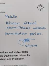 Institutions, organizations and viable water services : A capacity development model for drinking water provision and production (signeerattu, tekijän omiste)