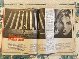 Me Naiset 1968 nr 43, pusero- ja hamemuotia, Uusikaupunki, Juhani Harri, Leena Willberg, Jumaliskylä sai sähköt