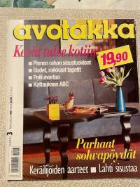 Avotakka 1995 nr 3, Kenneth Wikström, Rami Toivosen ja Riikka Salokanteleen koti, Marita Leppäsen koti, sohvapöydät