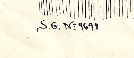 Signe Gröndal &quot;Lehtisommitelma&quot;  tussipiirros sign S.G  1925  29x21 cm kehystämätön