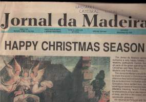 Jornal da Madeira joulukuu 1989.. Joulukuun tapahtumia, muisteluita joulun ajan tapahtumista ennen, mainoksia jne. Lehden koko 33x 42 cm, 12- sivua.