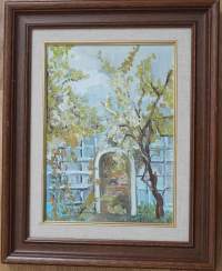 Karin Kukkamäki, &quot;Portti&quot;  öljyvärimaalaus levylle , 47x37 cm kehystetty