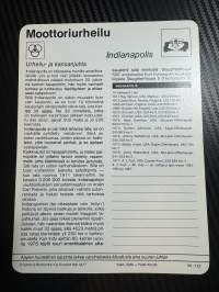 Moottoriurheilu keräilykortti Indianapolis