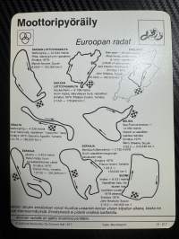 Moottoripyöräily keräilykortti Euroopan radat
