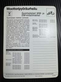 Moottoripyöräurheilu keräilykortti Suomalaiset MM- ja EM- mitalimiehet