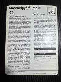 Moottoripyöräurheilu keräilykortti Geoff Duke