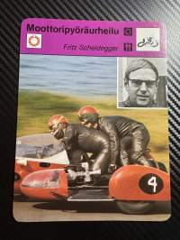 Moottoripyöräurheilu keräilykortti Fritz Scheidegger