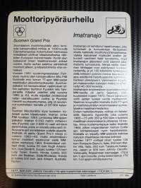 Moottoripyöräurheilu keräilykortti Imatranajo