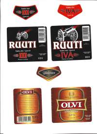 Olvi Ruuti III ja IV A sekä Olvi Ykkönen     olutetiketti  3 eril