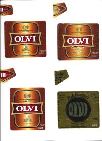 Juhlaolut   ja Olvi III ja IVA olutetiketti 4 eril