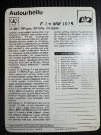 Autourheilu keräilykortti F- 1n MM 1978