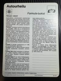 Autourheilu keräilykortti Formula- luokat
