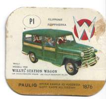 Willys Station Wagon  - autokortti, keräilykuva, kahvipakettikuva  -