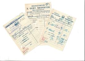 Gulf, Esso ja Shell Huoltoasemakuitti Hämeenlinna  - firmalomake  3  eril 1950