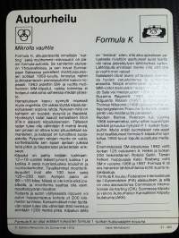 Autourheilu keräilykortti Formula K