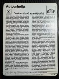 Autourheilu keräilykortti Ensimmäiset autokilpailut