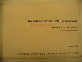 Volkswagen 1300A 1300 1500 Instruktionsbok Limousine &amp; Cabriolet årsmodell 1967
