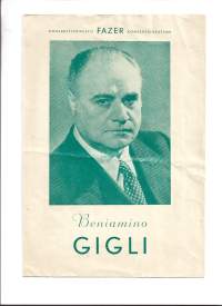 Benjamino Gigli / Konsertti -toimisto Fazer - käsiohjelma 1954