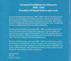 Suomen Postilähetysten Hinnasto 1889-1960  -Pricelist of Finnish letters and cards