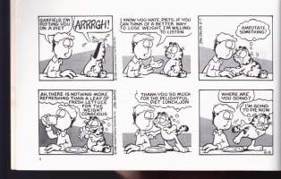 Garfield - Food for Thought, 1987. His 13th book. Karvinen mustavalkoisena