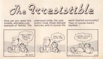 Garfield - The Irresistible, 1987.  Vastustamaton Karvinen mustavalkoisissa stripeissä