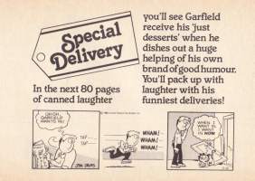 Garfield - Special Delivery, 1987.  Erikoistoimitus,  Karvinen mustavalkoisissa stripeissä