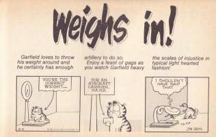 Garfield - Weighs In, 1987.  Karvinen Punnitsee mustavalkoisissa stripeissä