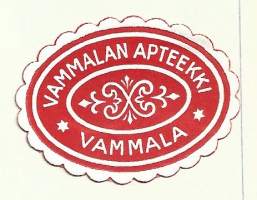 Vammalan  Apteekki   -  apteekkietiketti apteekkisinetti sinetti paperisinetti