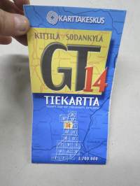 Suomen tiekartta GT 14 mm. Kittilä Sodankylä 2000 - Vägkarta - Road Map - Strassenkarte