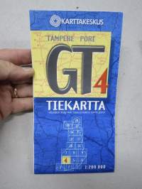 Suomen tiekartta GT 4 mm. Tampere, Pori 1999 - Vägkarta - Road Map - Strassenkarte