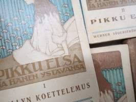 Pikku Elsa ja hänen ystävänsä osat I, II, IV, V, VI - 5 kpl kirjoja yhdessä, kansikuvitukset Rudolf Koivu, kakkospainoksia vuosiväliltä 1914-1917