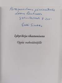Lyhyt kirja rikastumisesta : oppia osakesäästäjille (signeerattu, tekijän omiste)