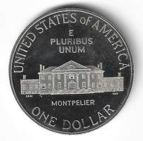 1 Dollar 1993 James MadisonHopeaa / silver.26.73 g (900/1000)Kiiltolyönti / Proof01-0