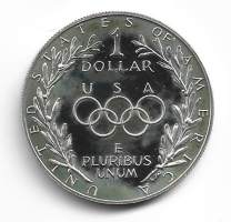 1 Dollar 1988 OlypicsHopeaa / silver 26.73 g (900/1000). Kiiltolyönti / Proof 01-0 USA