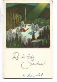 Korven kätköissä / Gunnar Forsström sign  joulukortti kulkenut 1947
