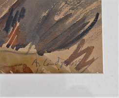 Anton Lindforss, &quot;Talomaisema&quot;cm akvarelli sign 1917 , kehystetty 45x55 cm