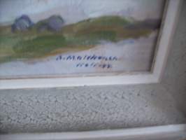 Arvo Makkonen, &quot;Koli&quot;  öljyvärimaalaus  levylle 1944, 33x42  cm kehysten kanssa 43x50 cm