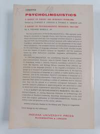 Psycholinguistics - A Survey of Theory and Research Problems : Report of the 1953 Summer Seminar