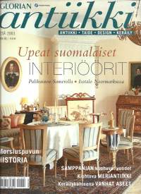 Glorian Antiikki  2001 kesä / Upeat suomalaiset interiöörit, Palikainen Somero, Isotalo Noormarkku, morsiuspuvun historia, samppanja, meriantiikki, vanhat aseet