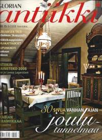 Glorian Antiikki  2008 nr 8 Hazeliuksen talo, juhlakattaukset, rokokoo koti, Vanhan ajan Joulu