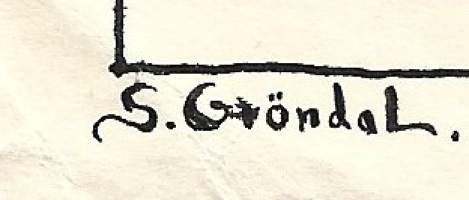 Signe Gröndal &quot;Kukka&quot; tussipiirros sign S.Gröndal 1925  26x21  cm kehystämätön