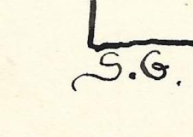 Signe Gröndal &quot;Maalaistalo&quot; tussipiirros sign S.Gröndal 1925  12x20  cm kehystämätön