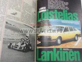 Vauhdin Maailma 1976 nr 7 -mm. Simo Lampinen, Mitsubishi Lancer 1400 GL, Auto kilpailut Keimolassa, Pentti Korhonen mukana Mugelossa ja Opatijassa, Lancia Gamma