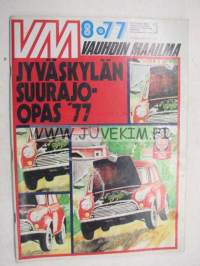 Vauhdin Maailma 1977 nr 8 -mm. Jyväskylän Suurajot 1977 opas, Keijo Rosberg, Kak&#039;spyörä Ferrari Ducati GTS 900, Luukku levällään Mäkisen tapaan, Citroenin