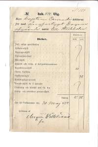 Herr Kapten Conradi Ångfartyy  Dagmar Åbo Sjö-Tullkammare  - kuitti Åbo . 1874 till Stockholm   - firmalomake