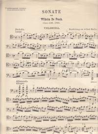 Sellonuotit - Willem de Fesch: Sonata F-duuri, sellolle ja pianolle. Erilliset sellonuotit mukana.  Katso sisältö kuvista.