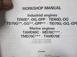Volvo Penta TD60D,-DG,-DPP - TID60D, -DG - TD70G -GG -GPP - TID70G -GG -GPP - TAMD60C - MD70C - TMD70C - TAMD70E Industrial / Marine Diesel Engines -Workshop Manual