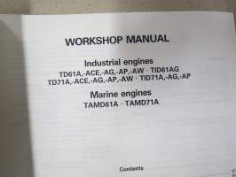 Volvo Penta TD61A, -ACE, -AG, -AP, -AW, TID61AG, TD71A, -ACE, -AG, -AP, -AW, TID71A, -AG, -AP, TAMD61A, TAMD71A Industrial Diesel / Marine Diesel Engines -Workshop